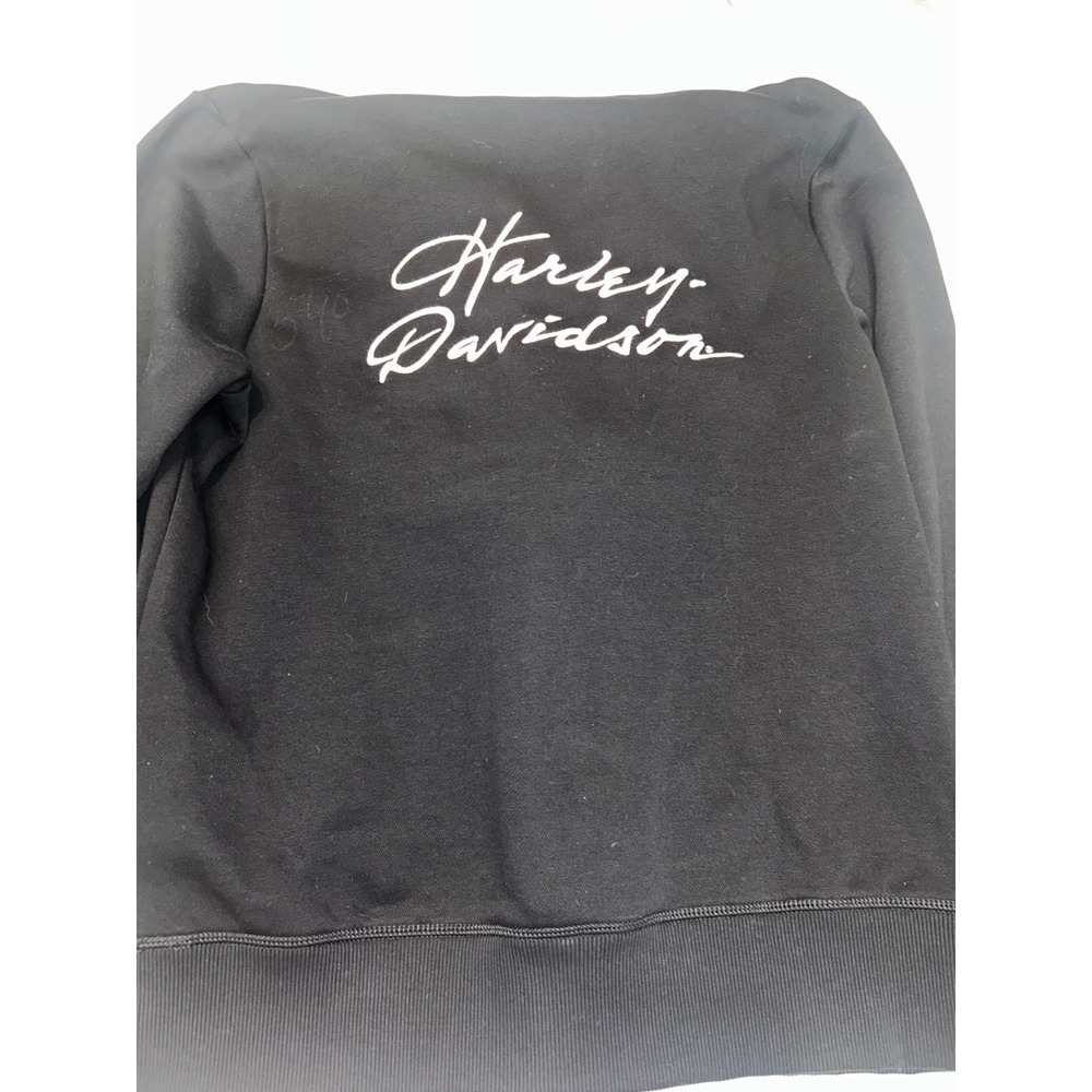 Harley-Davidson Lace Up Hoodie Black Embroidered Logo Sweatshirt Women's Large - Picture 7 of 7